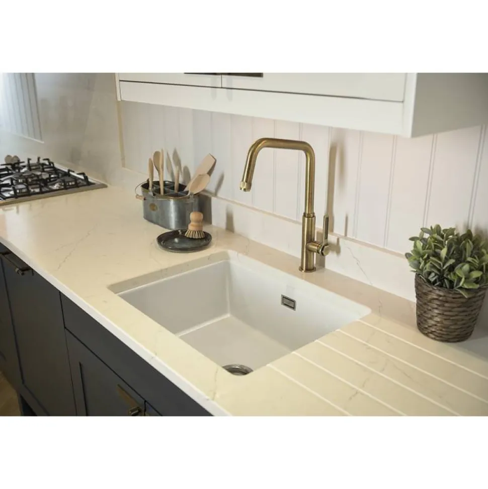 Abode Hex Industrial Single Lever Mono Kitchen Mixer Tap - Antique Brass