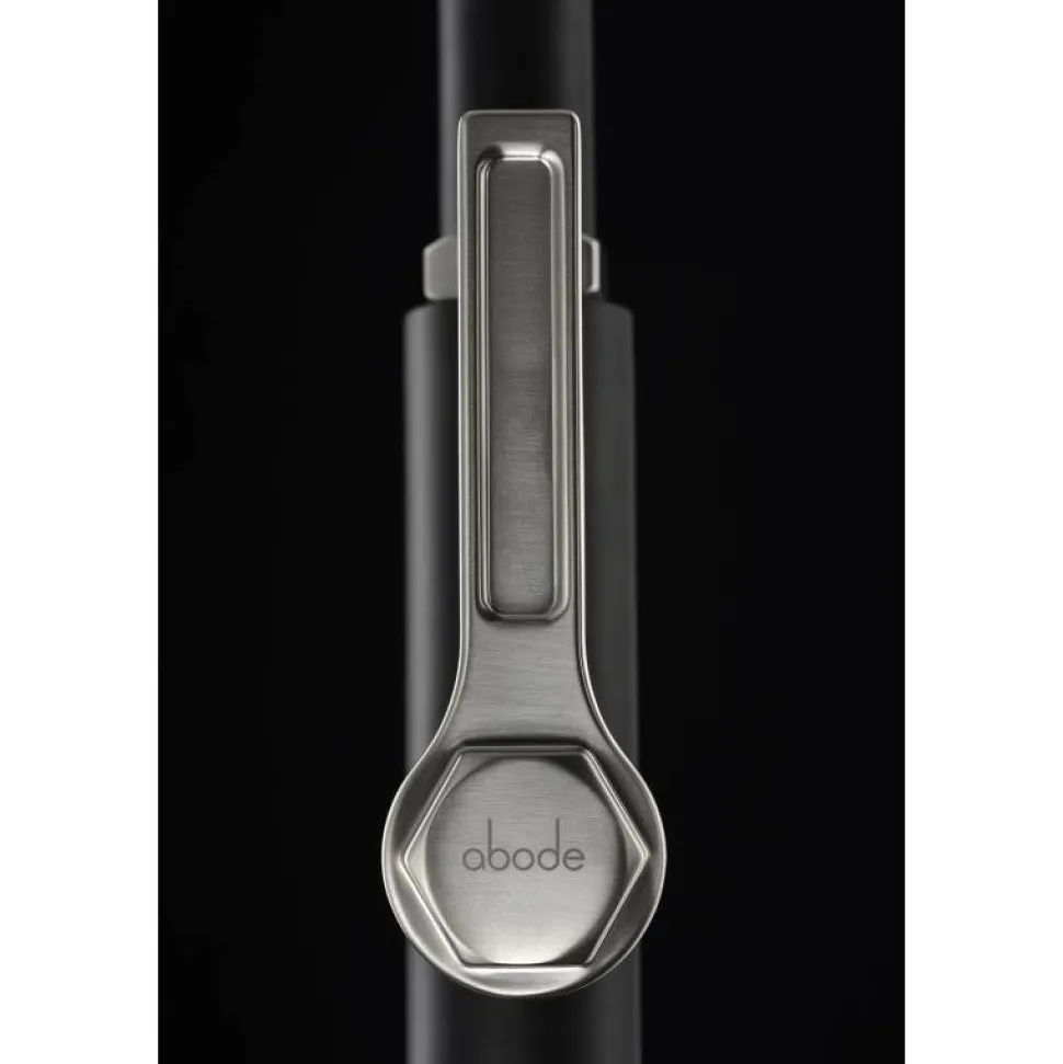 Abode Hex Industrial Single Lever Mono Pull Out Kitchen Mixer Tap - Matt Black