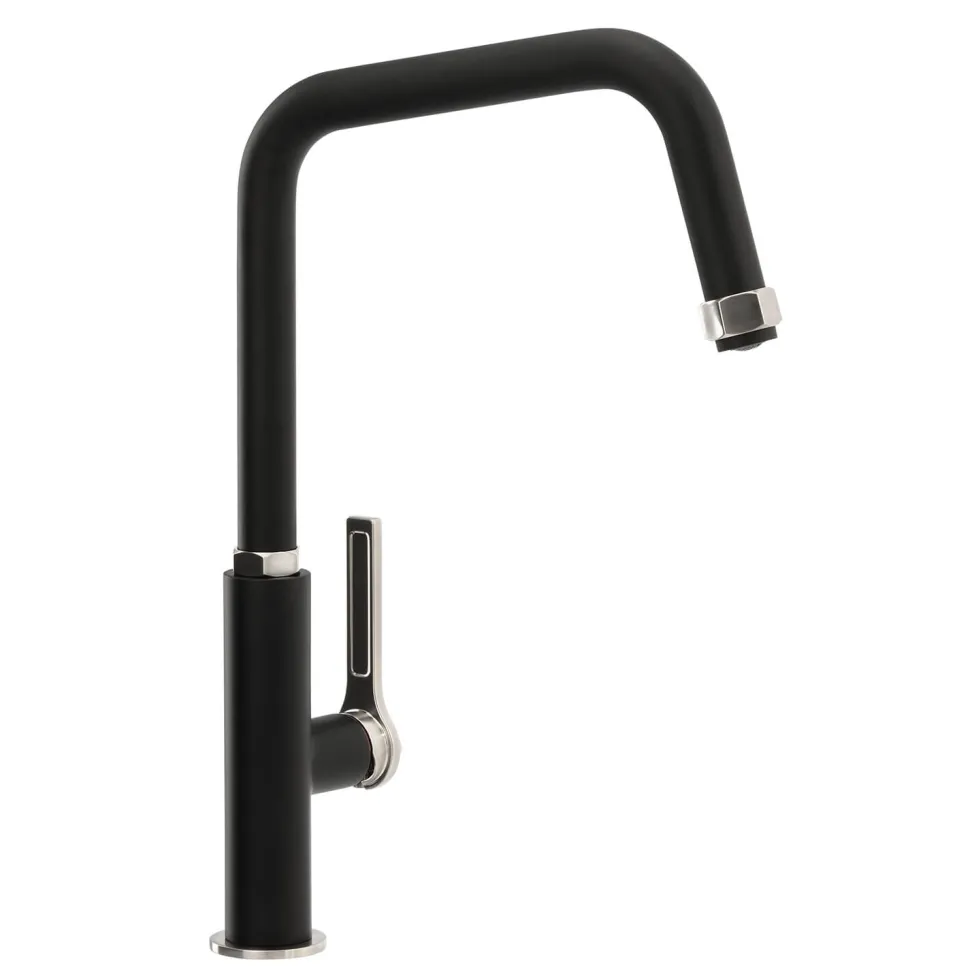Abode Hex Industrial Single Lever Mono Kitchen Mixer Tap - Matt Black