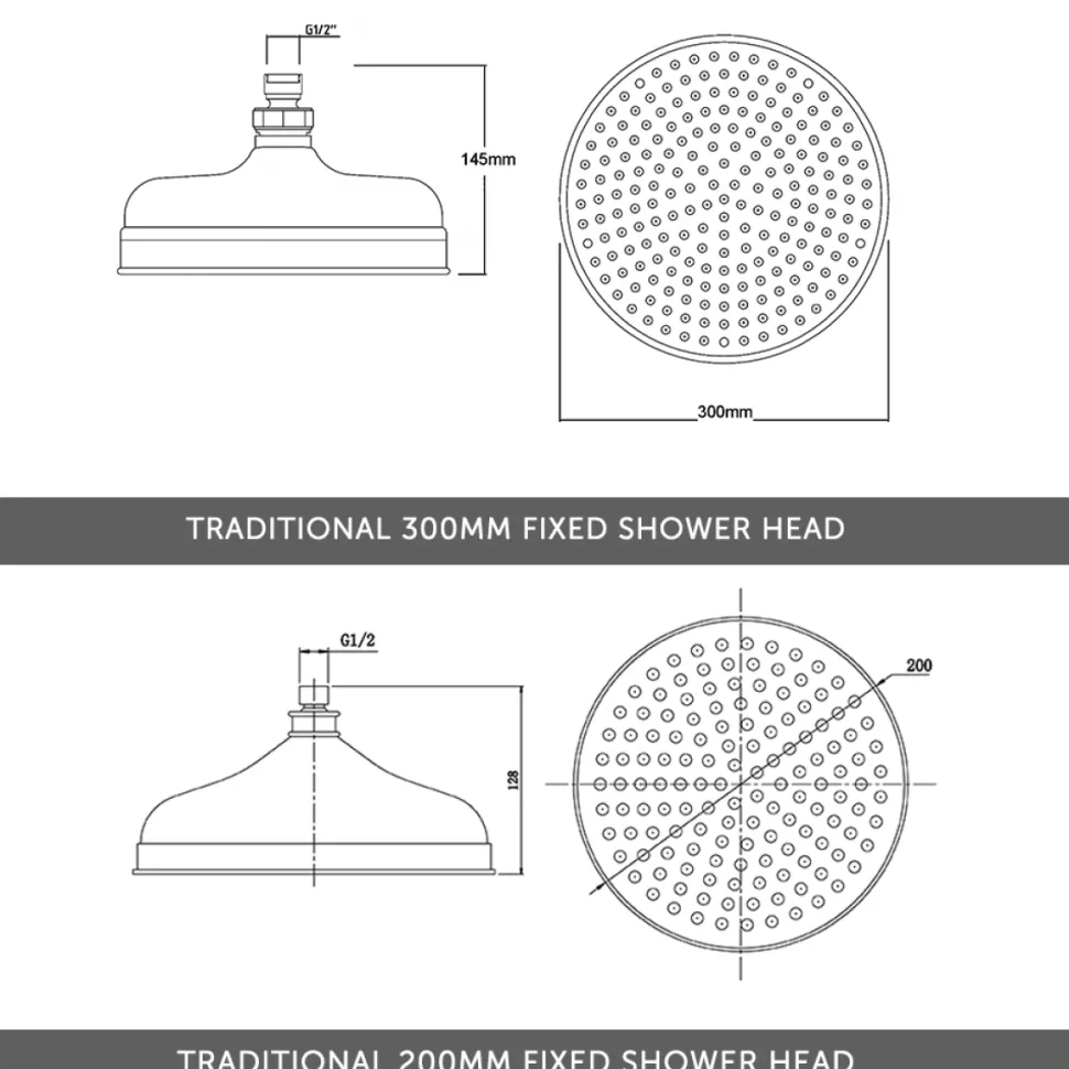 Arabella Traditional Concealed Shower Valve & Fixed Shower Head