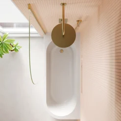Armourcast Reinforced J Shaped Shower Bath with Panel & Shower Screen - 1700mm