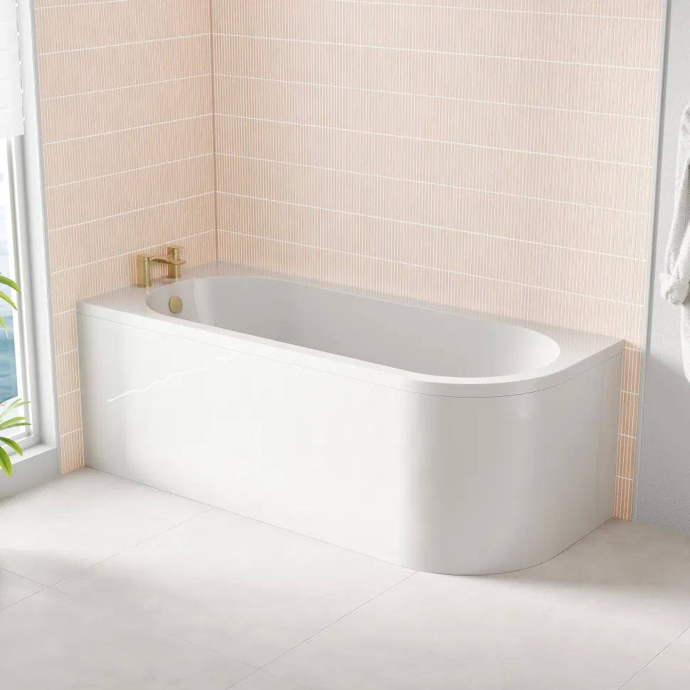 Armourcast Reinforced J-Shaped Single Ended Corner Bath & Panel - 1700mm