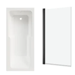Armourcast Reinforced Keyhole Shower Bath & Matt Black Shower Screen - 1700mm
