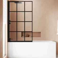 Armourcast Reinforced Keyhole Shower Bath & Matt Black Shower Screen - 1700mm