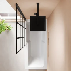 Armourcast Reinforced Keyhole Shower Bath & Matt Black Shower Screen - 1700mm