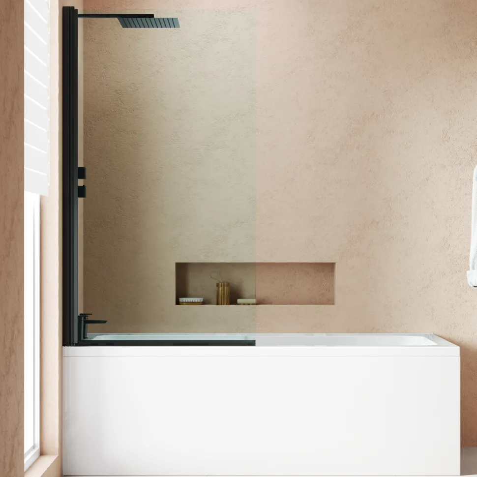 Armourcast Reinforced Keyhole Shower Bath & Matt Black Shower Screen - 1700mm