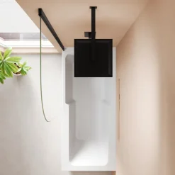 Armourcast Reinforced Keyhole Shower Bath & Matt Black Shower Screen - 1700mm