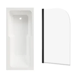 Armourcast Reinforced Keyhole Shower Bath & Matt Black Shower Screen - 1700mm