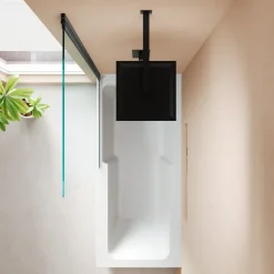 Armourcast Reinforced Keyhole Shower Bath & Matt Black Shower Screen - 1700mm