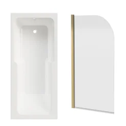 Armourcast Reinforced Keyhole Shower Bath with Shower Screen - 1700mm