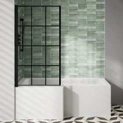 Armourcast Reinforced L Shape Single Ended Bath with Panel & Shower Screen - 1700 x 700