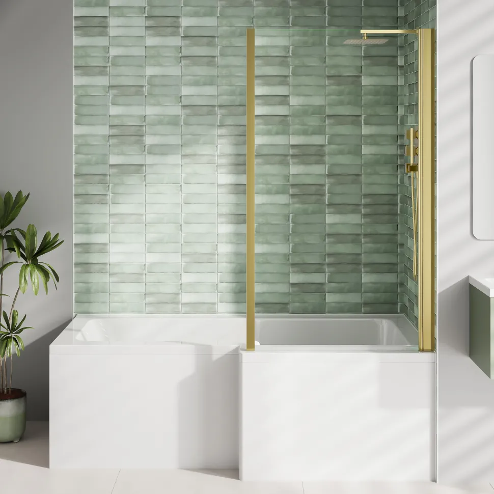 Armourcast Reinforced L Shape Single Ended Bath with Panel & Shower Screen - 1700 x 700