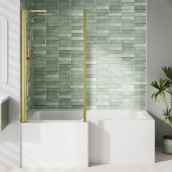 Armourcast Reinforced L Shape Single Ended Bath with Panel & Shower Screen - 1700 x 700