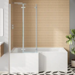 Armourcast Reinforced L Shape Single Ended Bath with Panel & Shower Screen - 1700 x 700