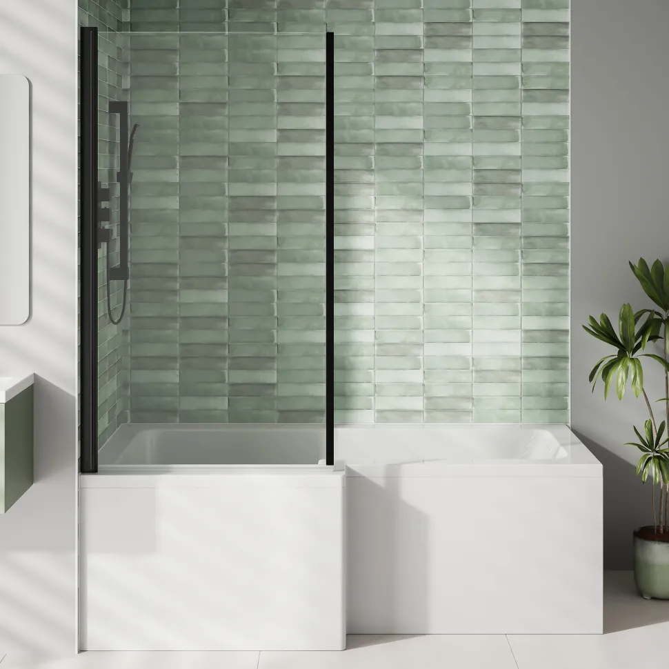 Armourcast Reinforced L Shape Single Ended Bath with Panel & Shower Screen - 1700 x 700