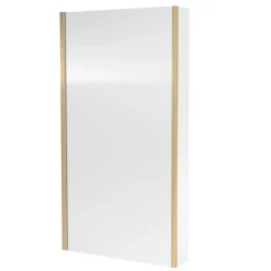 Armourcast Reinforced L Shaped Single Ended Bath with Brushed Brass Shower Screen & Panel - 1700 x 700