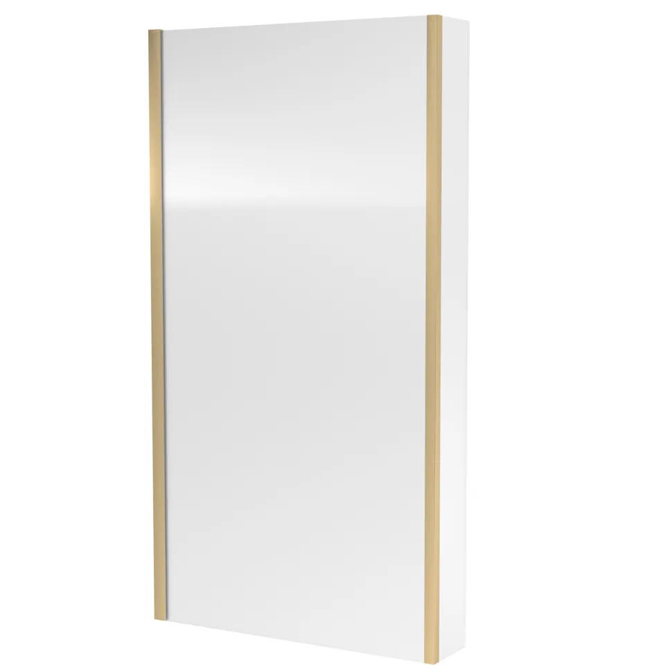 Armourcast Reinforced L Shaped Single Ended Bath with Brushed Brass Shower Screen & Panel - 1700 x 700