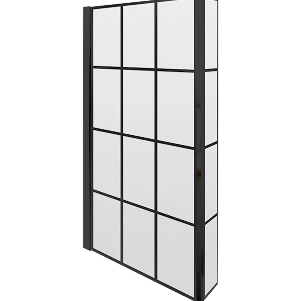 Armourcast Reinforced L Shaped Single Ended Bath with Matt Black Shower Screen & Panel - 1700 x 700