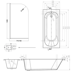 Armourcast Reinforced Single Ended Shower Bath & Shower Screen