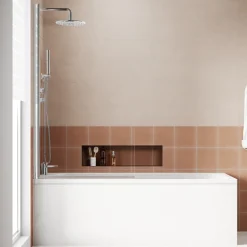Armourcast Reinforced Slim Edge Single Ended Bath with Shower Screen - 1700mm