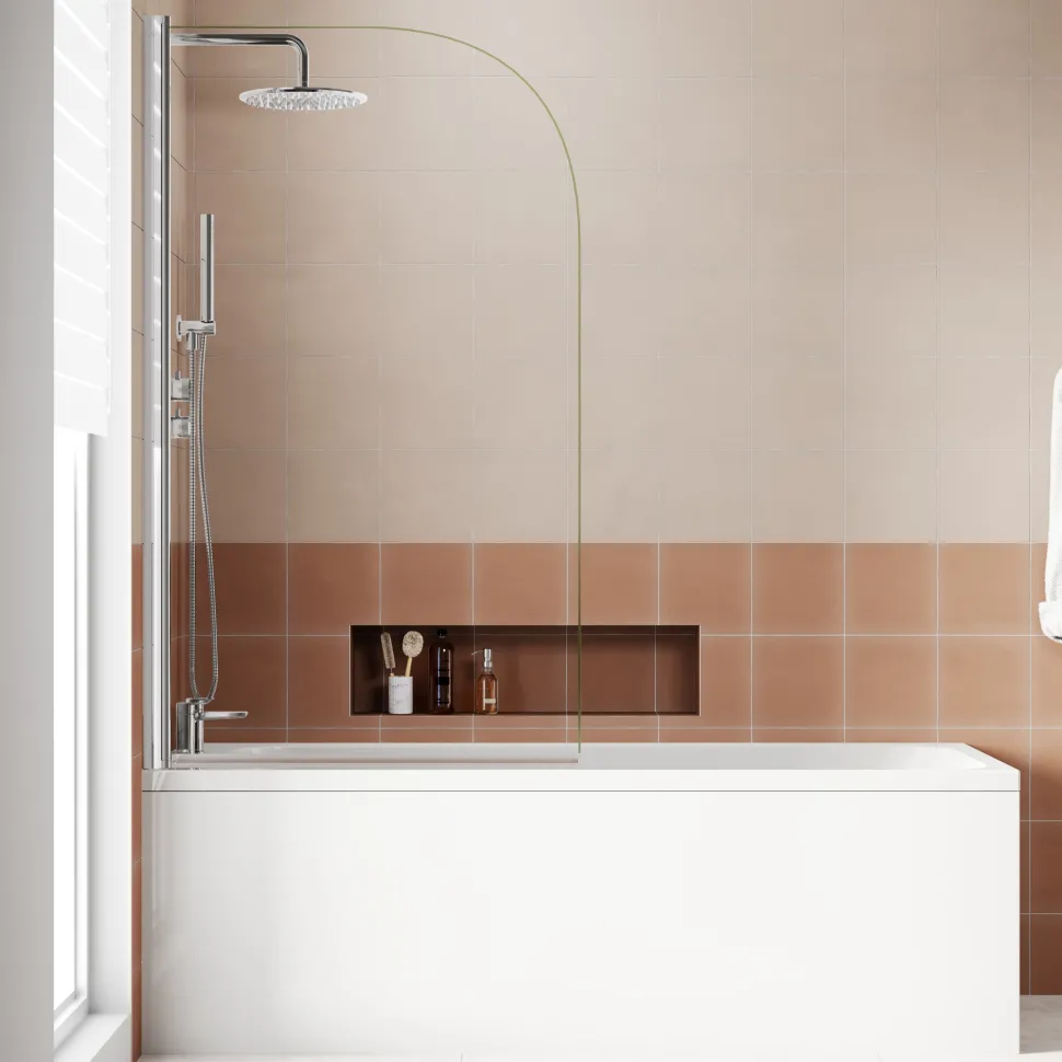 Armourcast Reinforced Slim Edge Single Ended Bath with Shower Screen - 1700mm