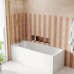 Armourcast Reinforced Slim Edge Single Ended Bath with Shower Screen - 1700mm