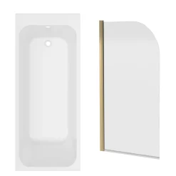 Armourcast Reinforced Slim Edge Single Ended Bath with Shower Screen - 1700mm
