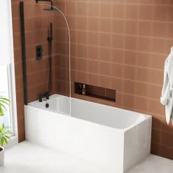 Armourcast Reinforced Slim Edge Single Ended Bath with Shower Screen - 1700mm