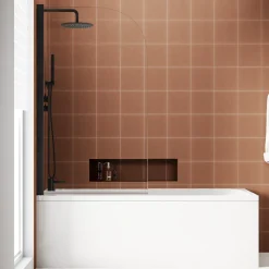Armourcast Reinforced Slim Edge Single Ended Bath with Shower Screen - 1700mm