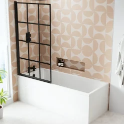 Armourcast Reinforced Slim Edge Square Single Ended Bath with Shower Screen - 1700mm