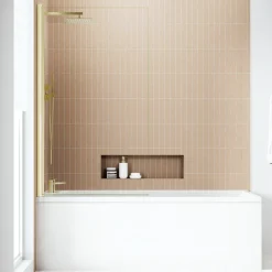 Armourcast Reinforced Slim Edge Square Single Ended Bath with Shower Screen - 1700mm