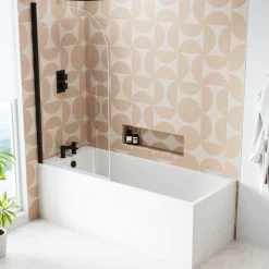Armourcast Reinforced Slim Edge Square Single Ended Bath with Shower Screen - 1700mm