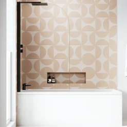 Armourcast Reinforced Slim Edge Square Single Ended Bath with Shower Screen - 1700mm