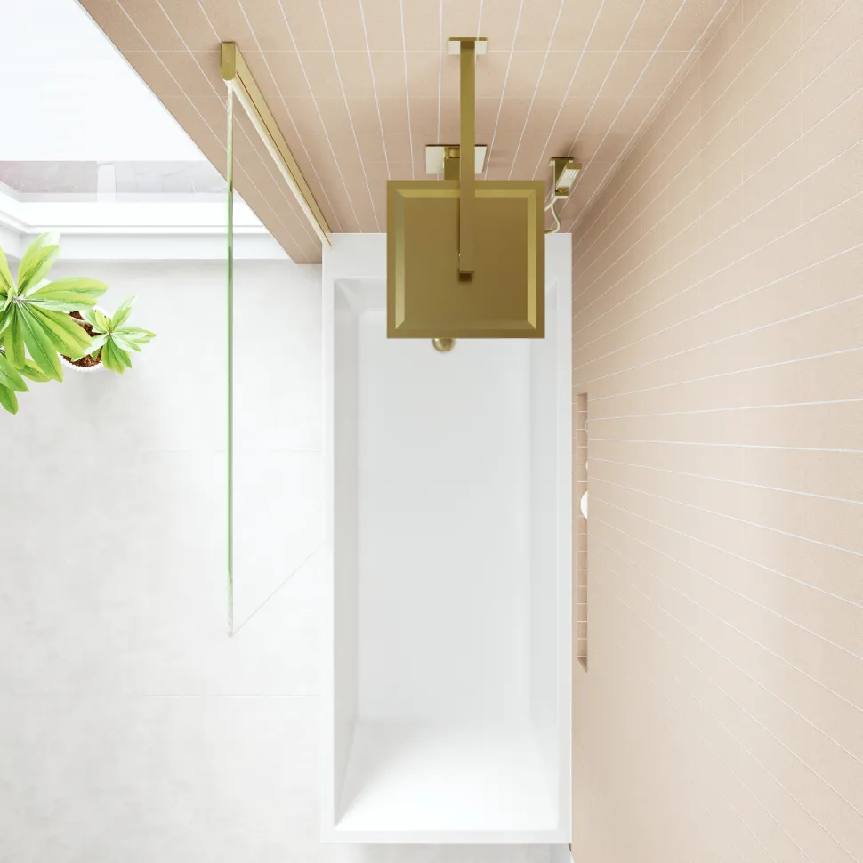 Armourcast Reinforced Slim Edge Square Single Ended Bath with Shower Screen - 1700mm