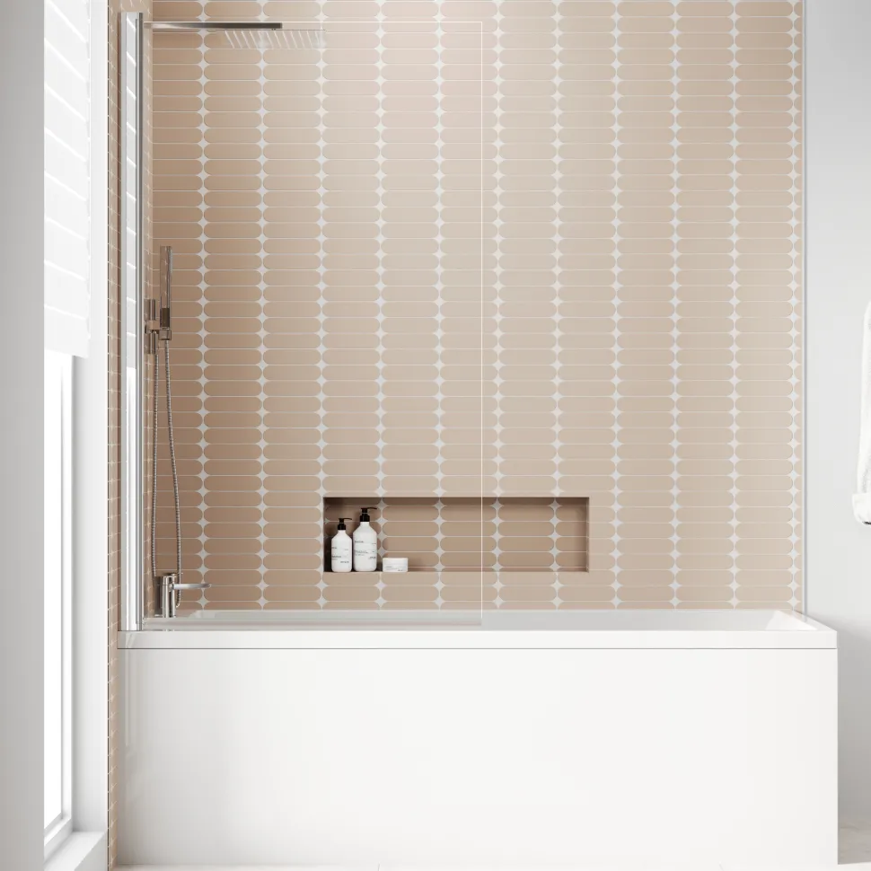 Armourcast Reinforced Slim Edge Square Single Ended Bath with Shower Screen - 1700mm