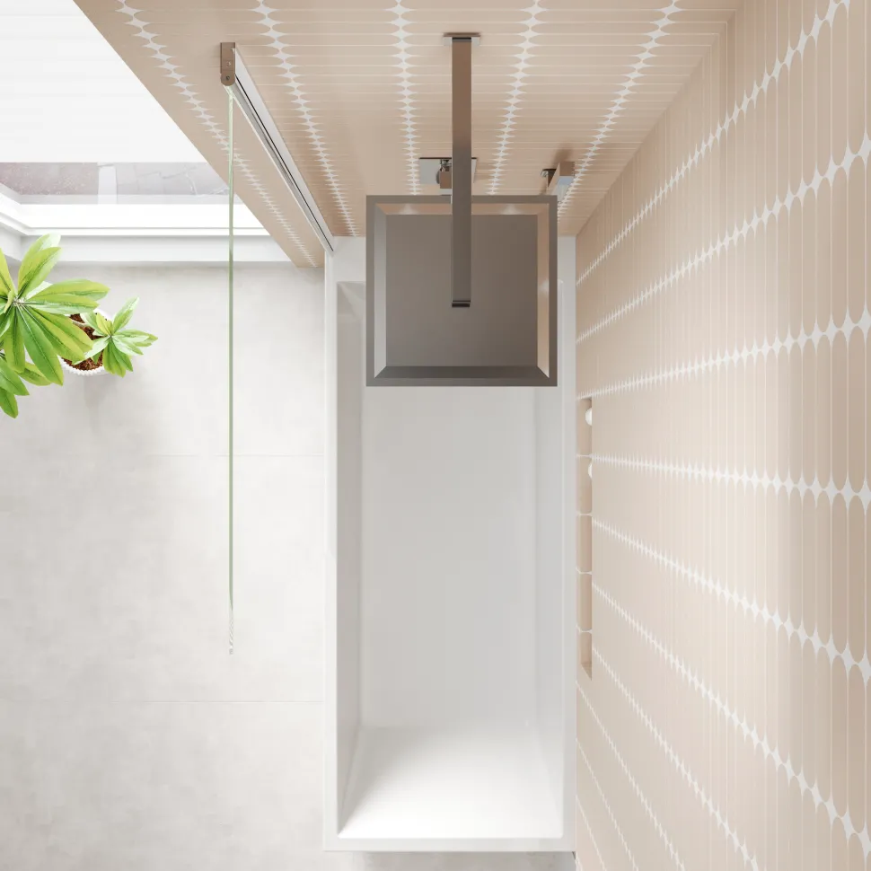 Armourcast Reinforced Slim Edge Square Single Ended Bath with Shower Screen - 1700mm