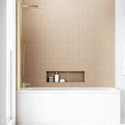 Armourcast Reinforced Slim Edge Square Single Ended Bath with Shower Screen - 1700mm