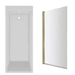 Armourcast Reinforced Slim Edge Square Single Ended Bath with Shower Screen - 1700mm