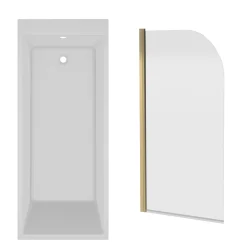 Armourcast Reinforced Slim Edge Square Single Ended Bath with Shower Screen - 1700mm