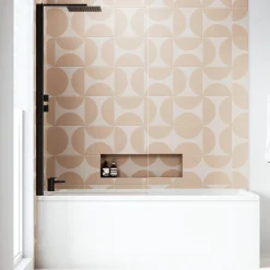 Armourcast Reinforced Slim Edge Square Single Ended Bath with Shower Screen - 1700mm