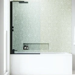 Armourcast Reinforced Straight Square Single Ended Bath & Matt Black Shower Screen