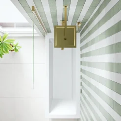 Armourcast Reinforced Straight Square Single Ended Bath & Brushed Brass Shower Screen