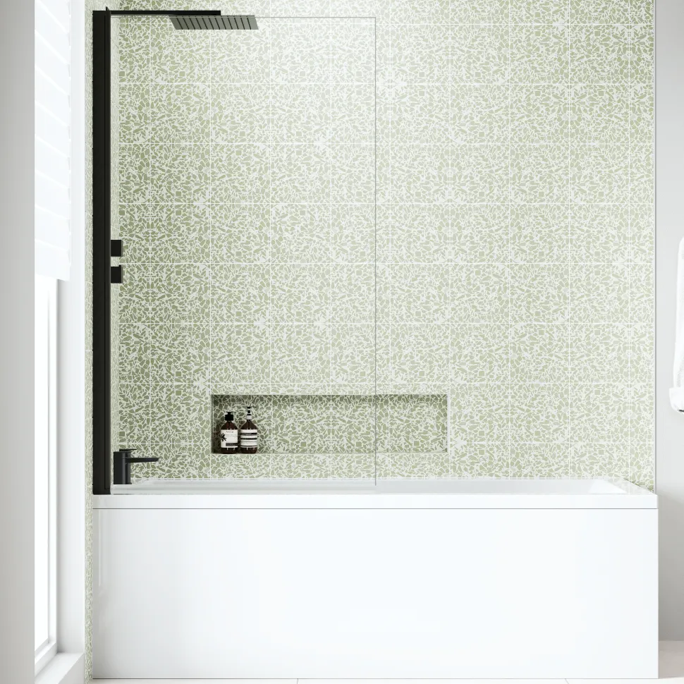 Armourcast Reinforced Straight Square Single Ended Bath with Shower Screen