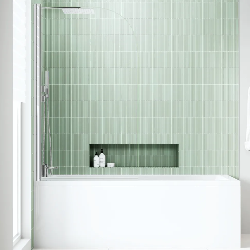 Armourcast Reinforced Straight Square Single Ended Bath with Shower Screen