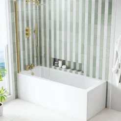 Armourcast Reinforced Straight Square Single Ended Bath with Shower Screen