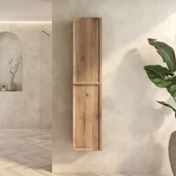 Aura 1600mm Tall Wall Mounted Natural Oak Storage Unit