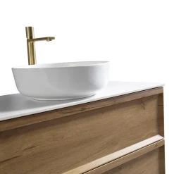 Aura 1000mm Wall Mounted Natural Oak Vanity Unit & Sintered Stone Countertop