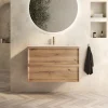 Aura 800mm Wall Mounted Natural Oak Vanity Unit & Matt White Basin