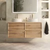 Aura 1200mm Wall Mounted Natural Oak Vanity Unit & Sintered Stone Countertop