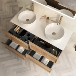Aura 1200mm Wall Mounted Natural Oak Vanity Unit & Sintered Stone Countertop